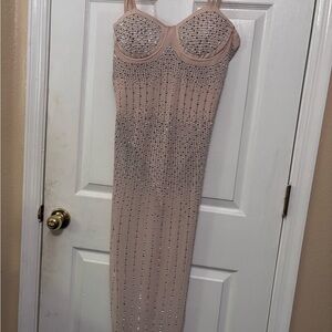 Strapless Rhinestone Embellished Dress